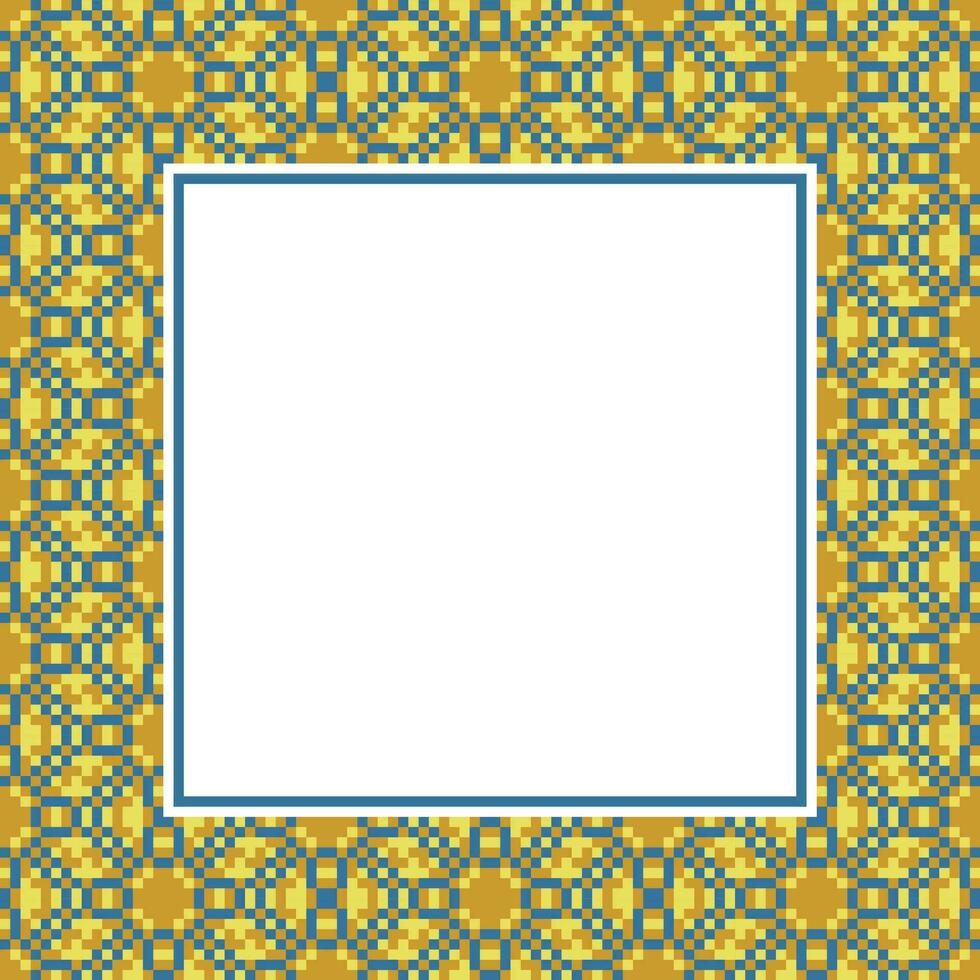 an ornate frame with a yellow and blue pattern vector