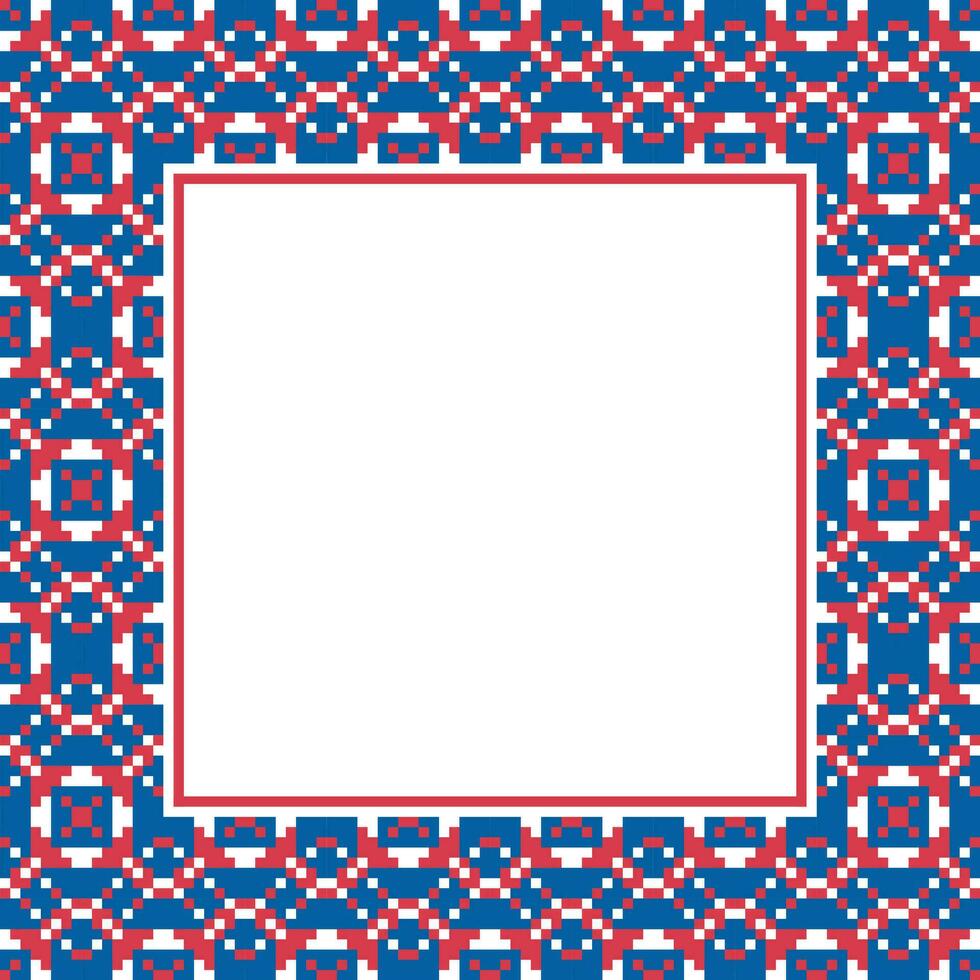 a square frame with red and blue geometric pattern vector