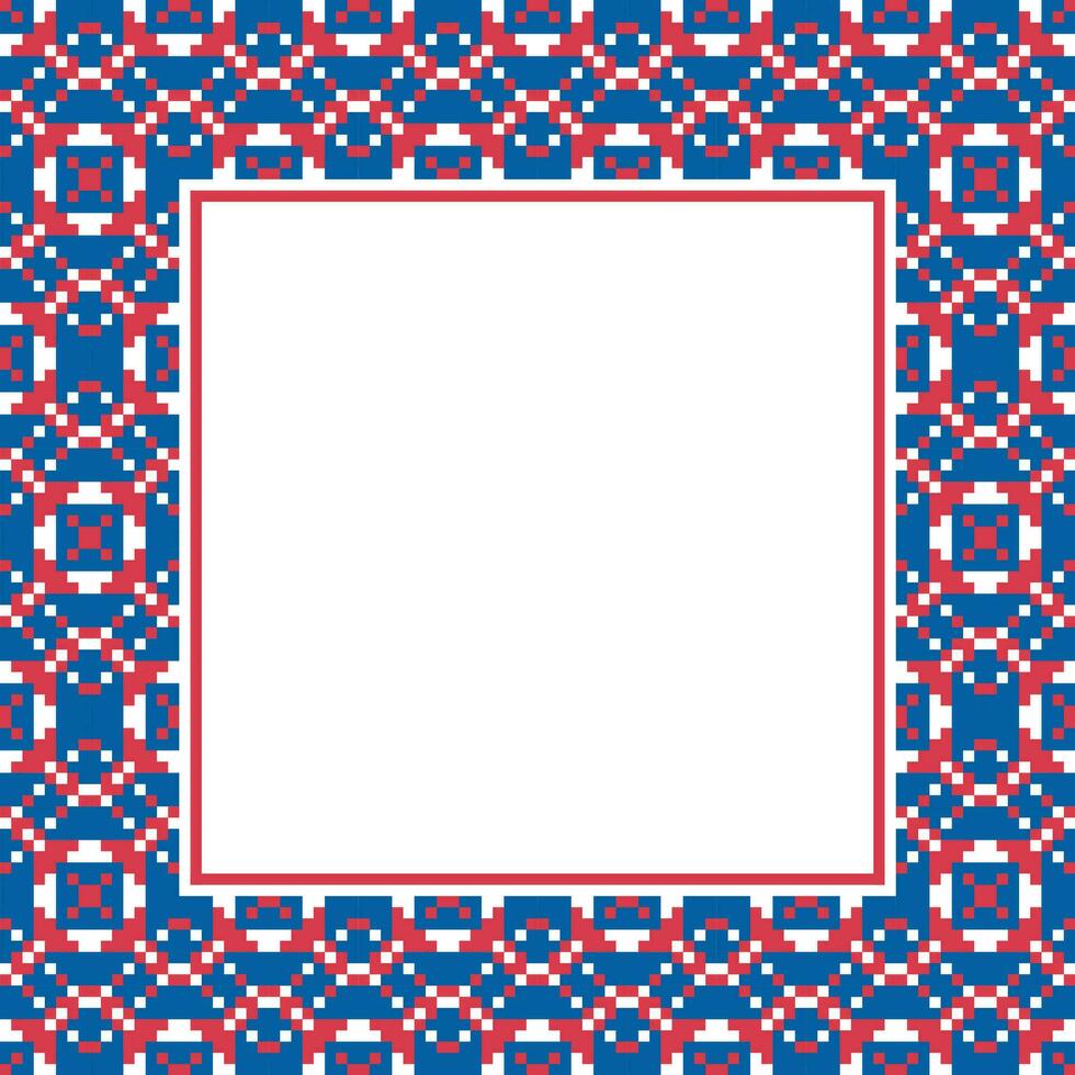 a square frame with red and blue geometric pattern vector