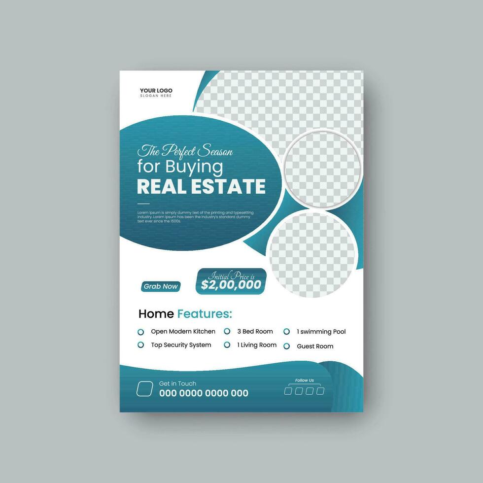 Modern minimalist leaflet or real estate flyer layout. vector