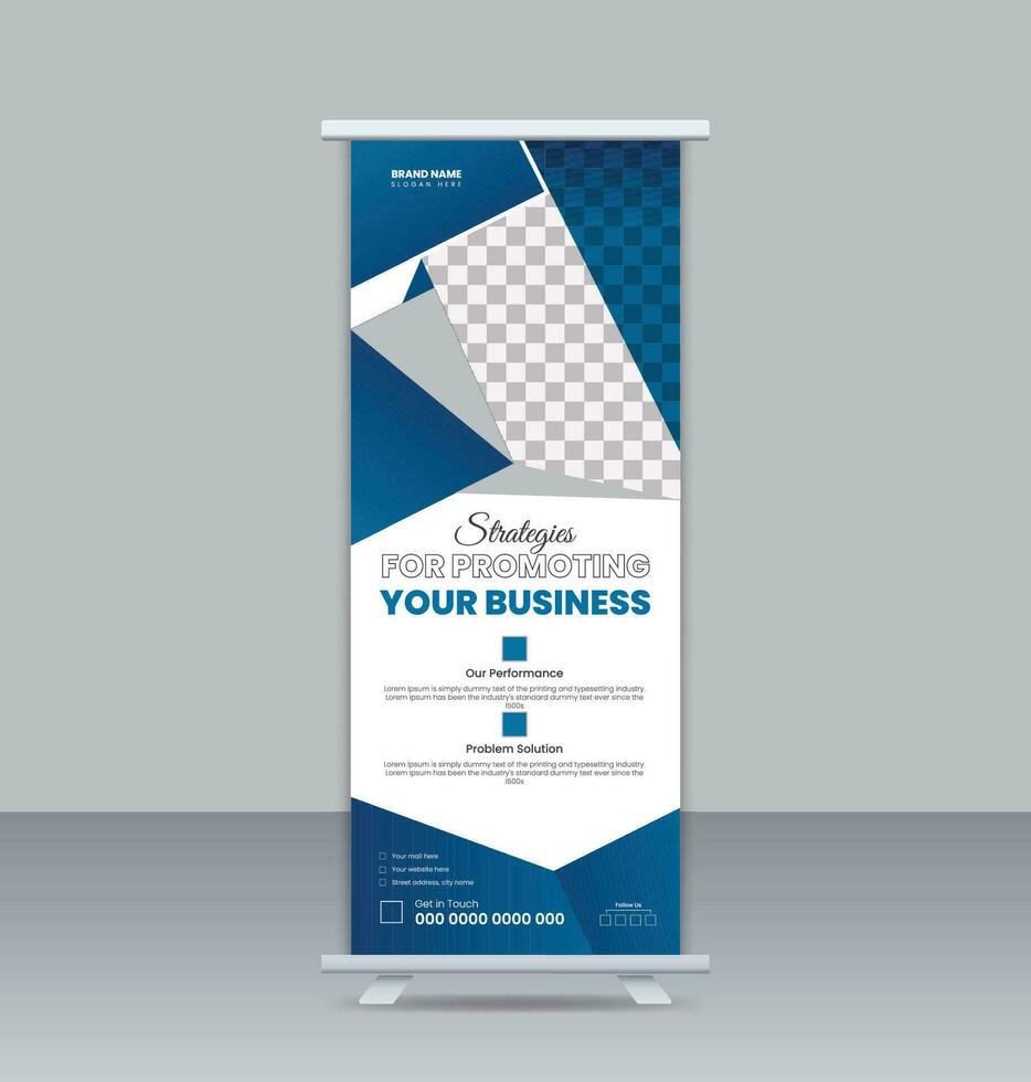 Corporate modern roll up pull up banner design template. vector
