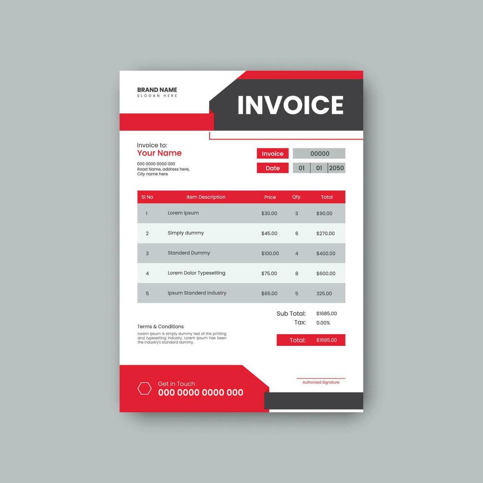Modern creative invoice design template. vector