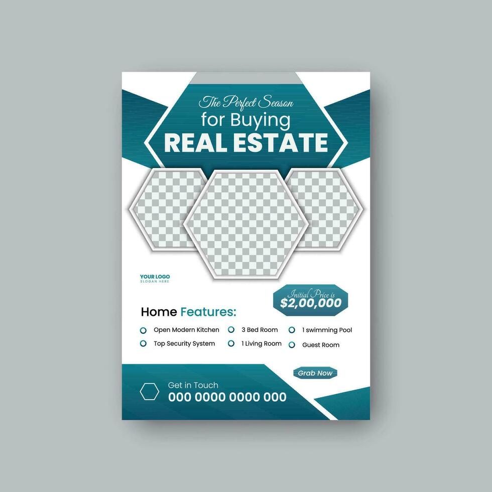 Modern elegant real estate flyer design. vector