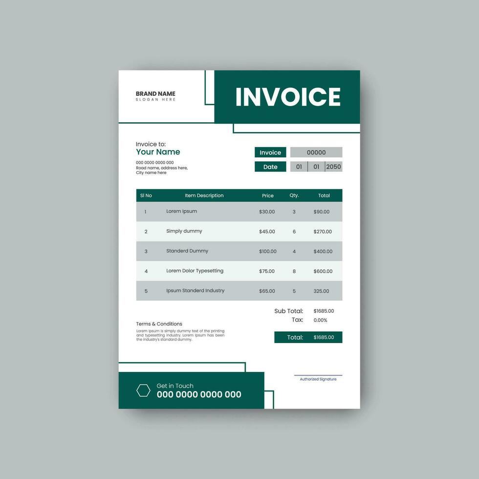 Corporate minimalist bill form design. vector