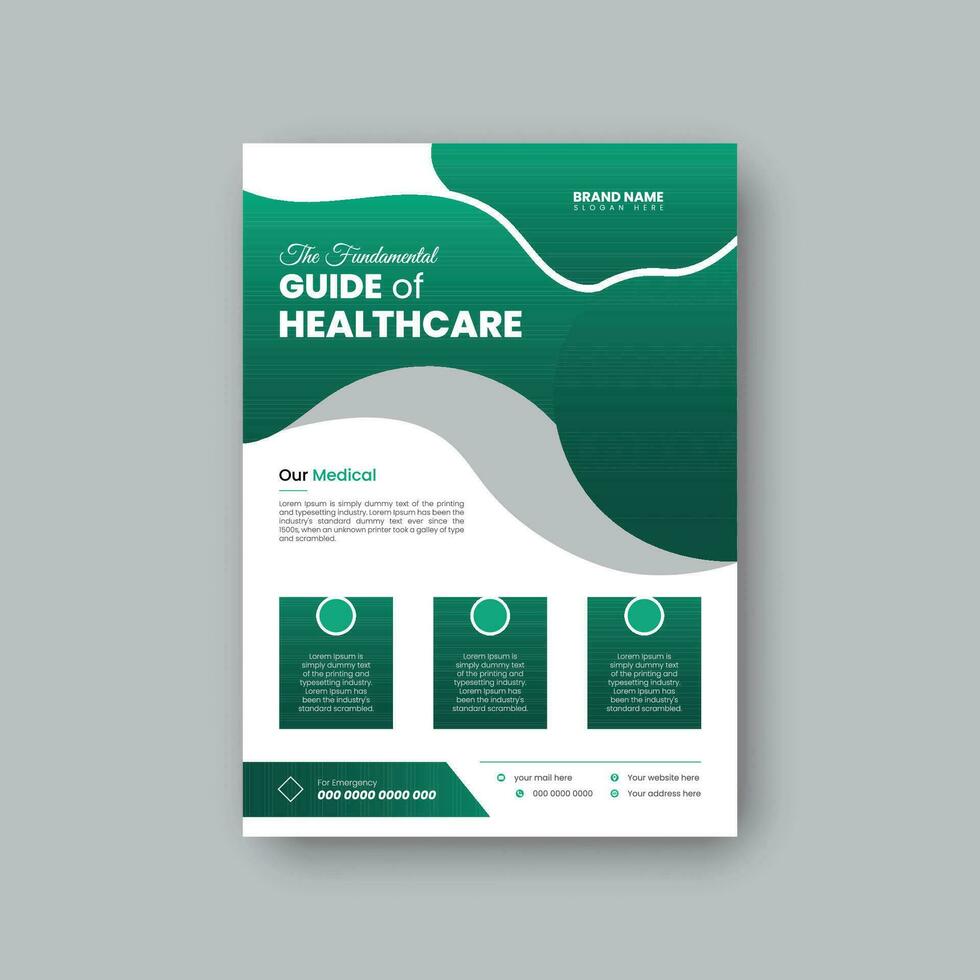 Modern minimalist medical flyer design template. vector