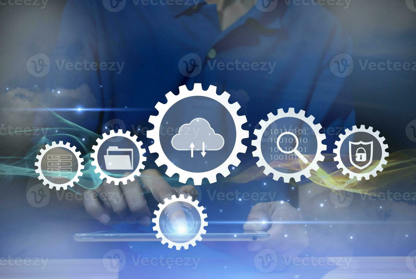 Cloud computing concept, digital network data connection technology photo