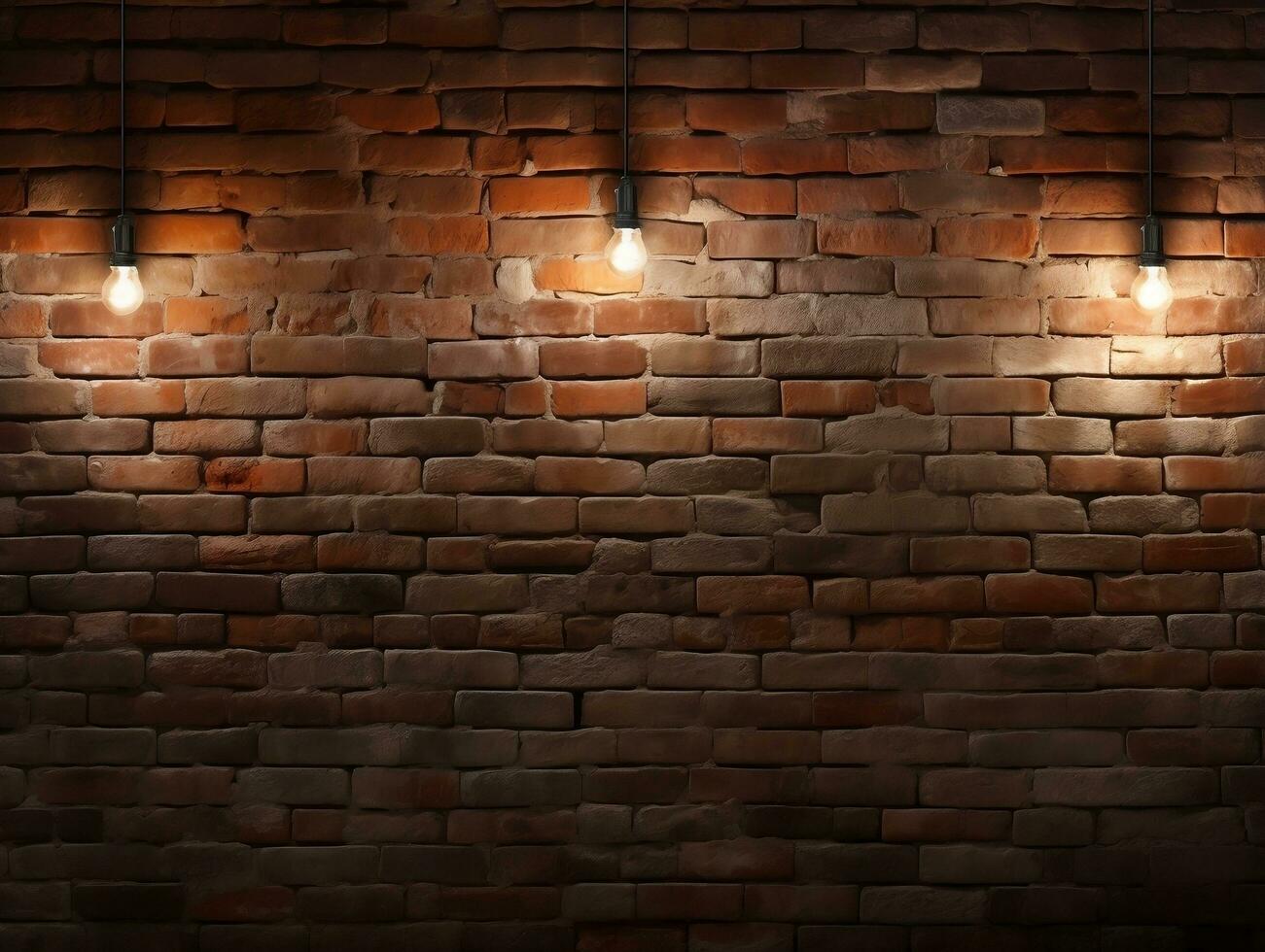 Brick wall background with wall lighting AI Generative 34528104 Stock