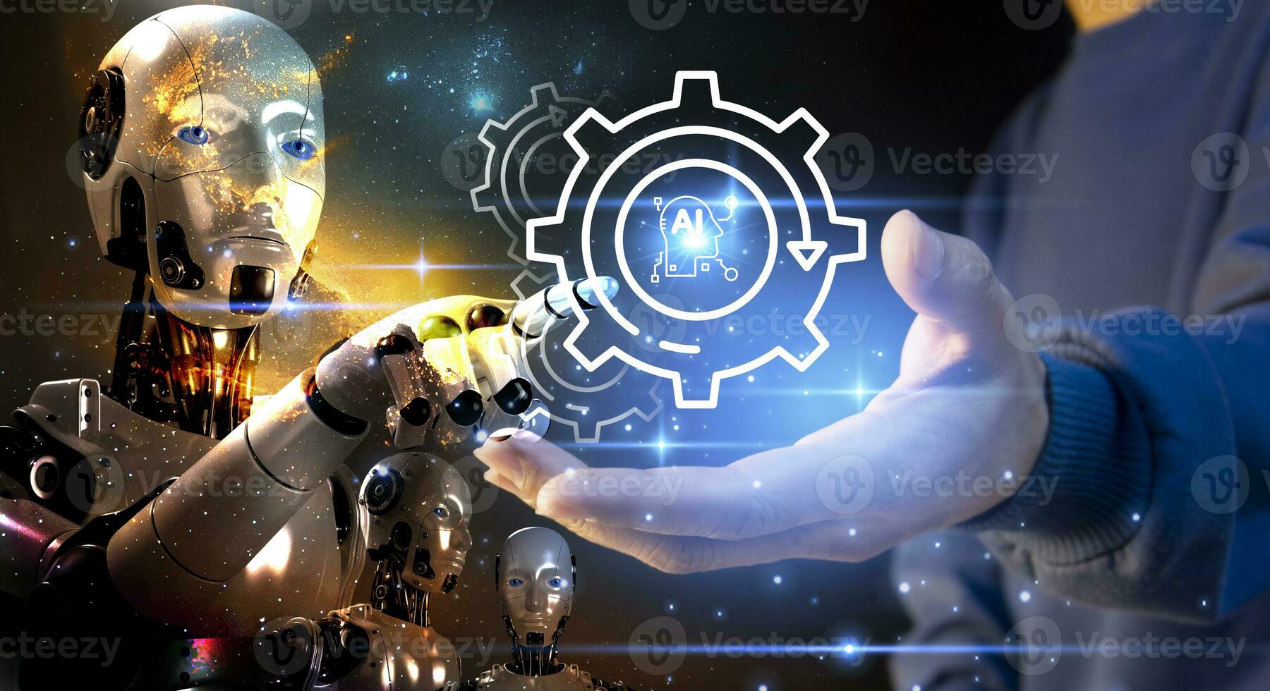 The concept of using artificial intelligence to control the system, the industry that uses artificial intelligence,industry 5.0 photo