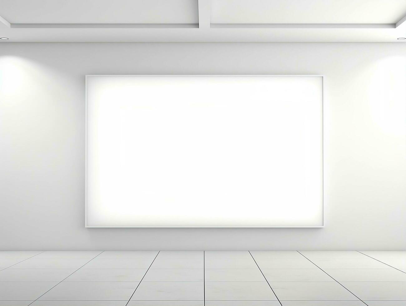 3D render blank white gallery wall frame mockup AI Generative photo