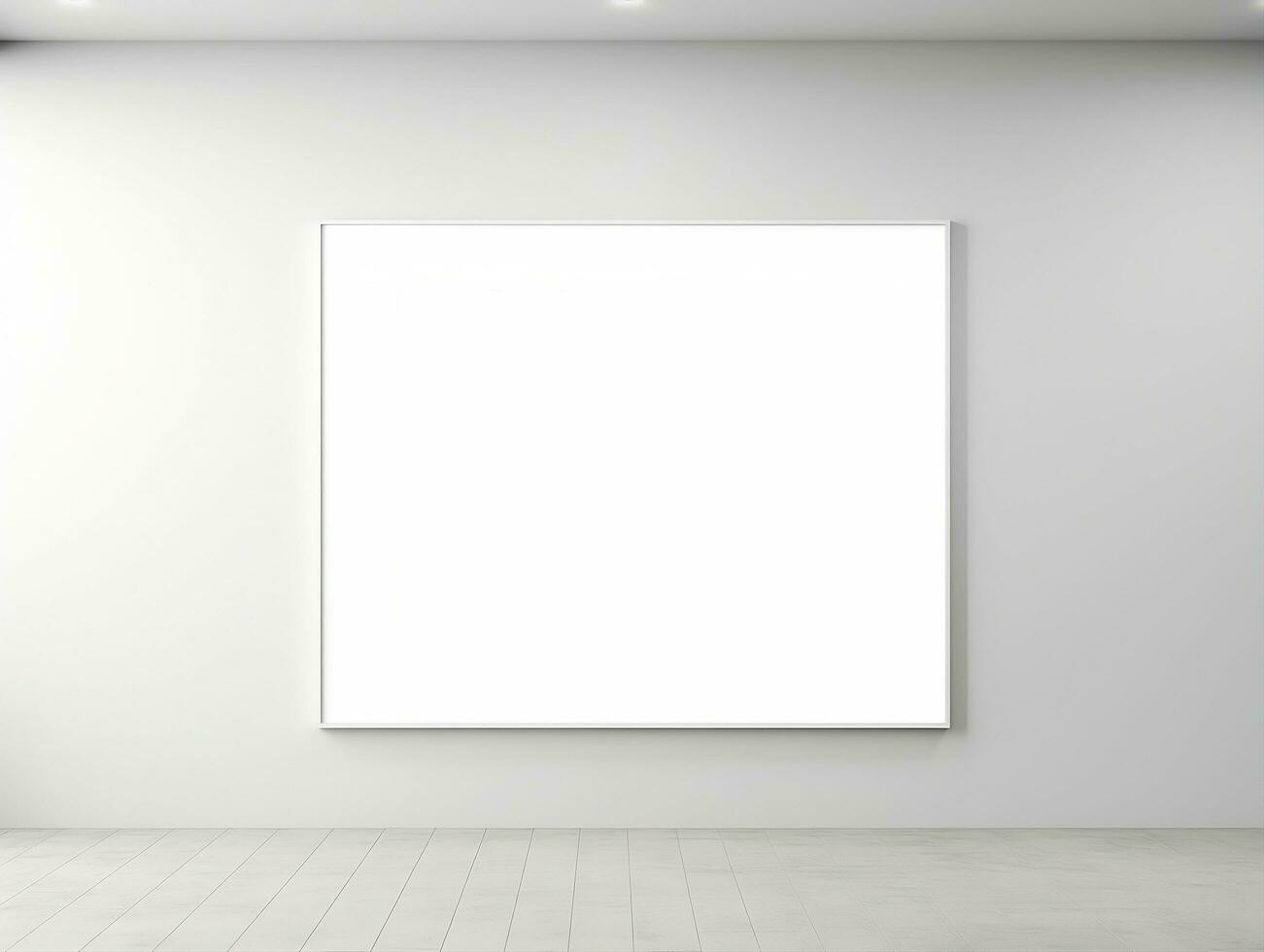 3D render blank white gallery wall frame mockup AI Generative photo