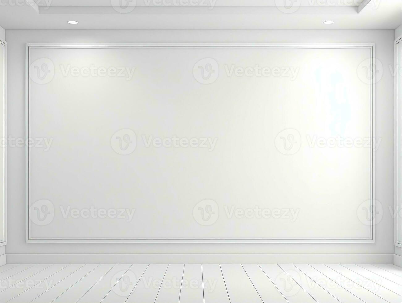 3D render blank white gallery wall frame mockup AI Generative photo