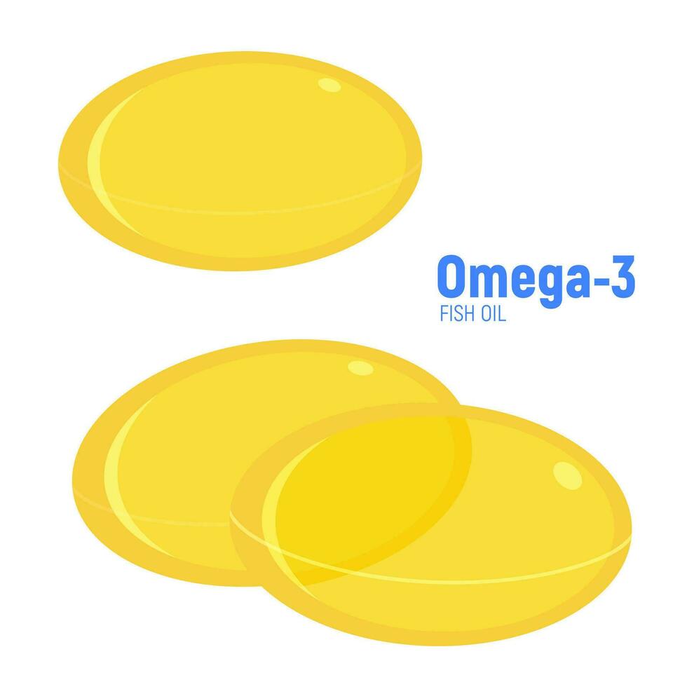 omega-3 tablets of fish oil capsules vector