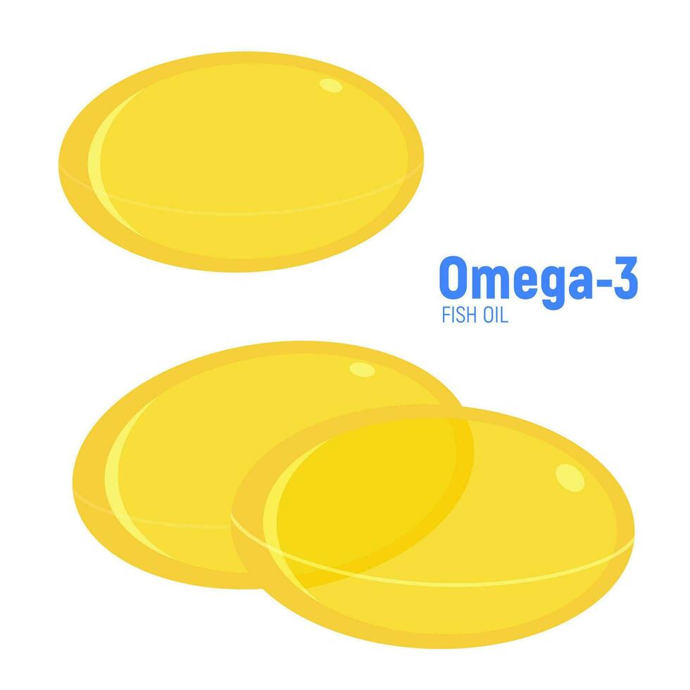 Omega 3 tabletas de pescado petróleo cápsulas vector