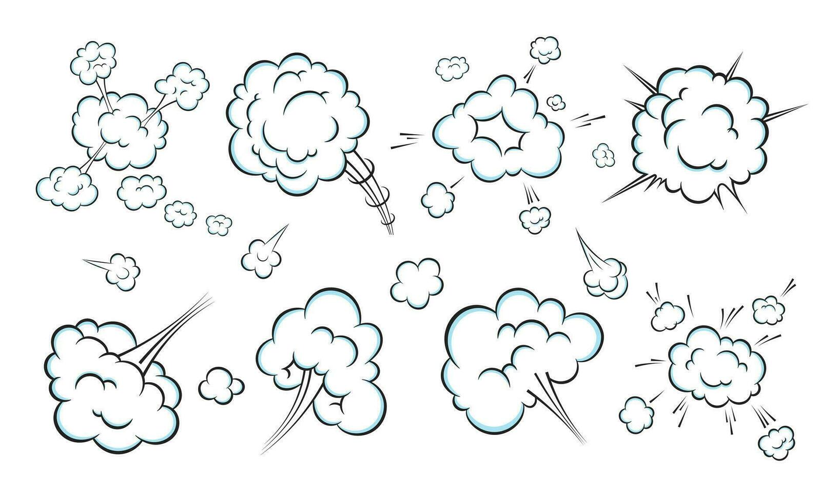 Conjunto de ilustración de vector de diseño de estilo plano de nube de pedo de dibujos animados de cómic de arte pop oliendo.