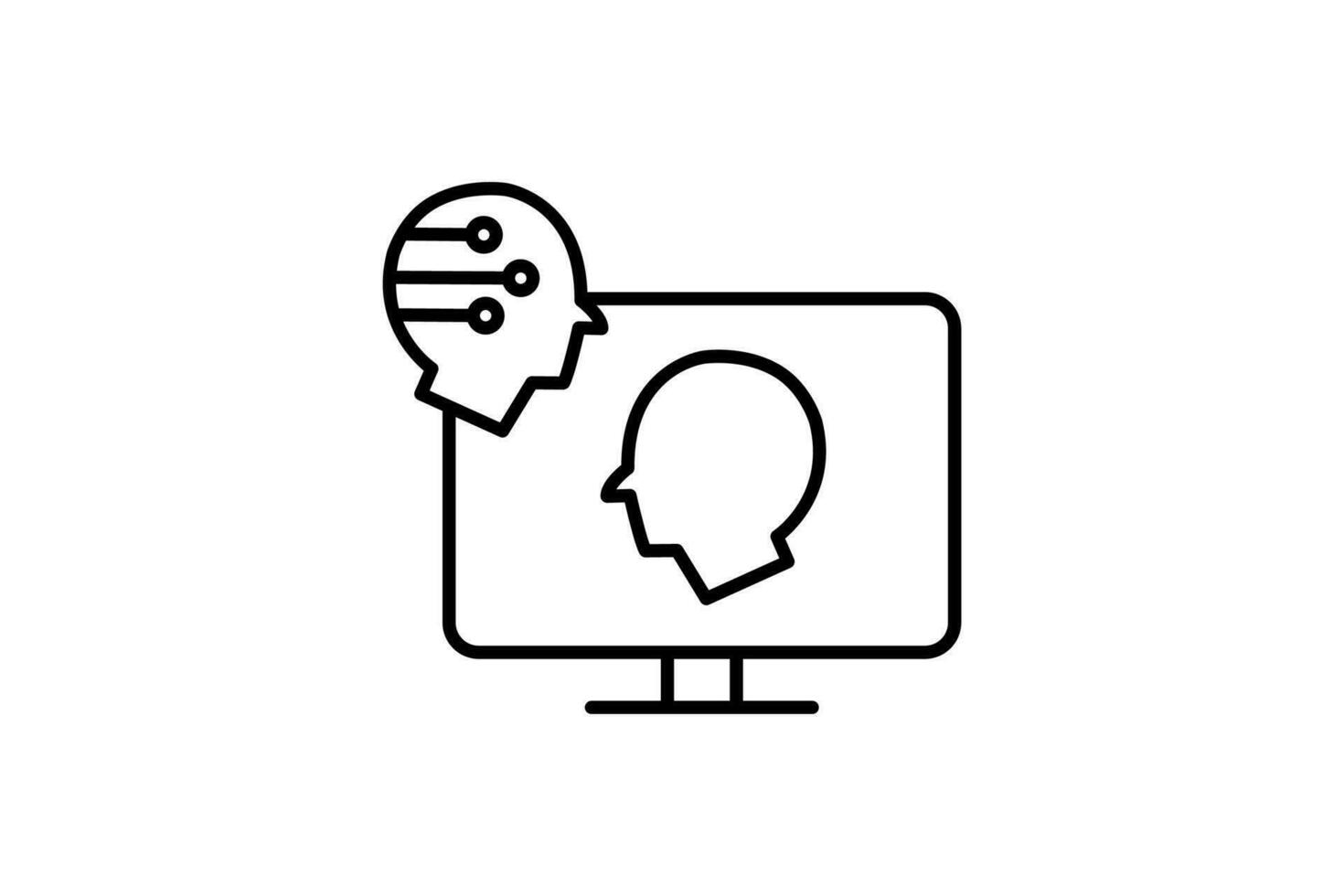 digital twin icon. screen with head robotic, digital replicas of physical assets for monitoring, and optimization. icon related to technology. line icon style. simple vector design editable