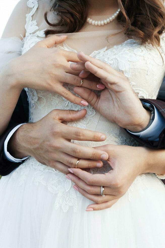 close-up of the wedding couple bride and groom photo