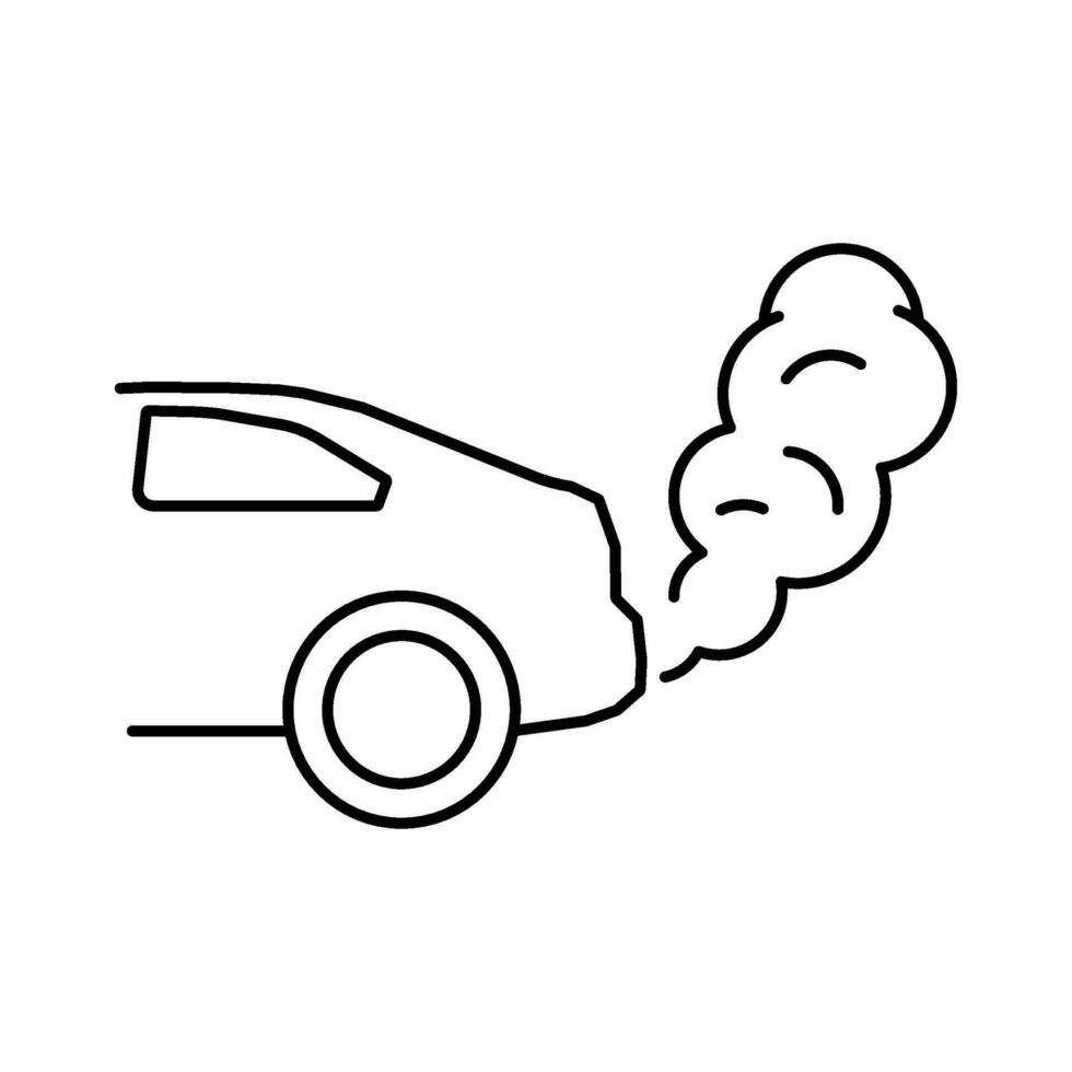 escape, contaminación nube desde coche línea Arte. cansada co 2 gases, vapores. de marcha en vacío giro motor. detener niebla tóxica desde automóvil. vector ilustración