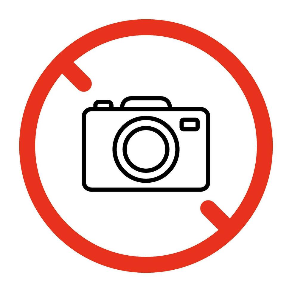 prohibido foto cámara, No disparo en cámara signo. prohibido hacer fotografía símbolo. vector firmar