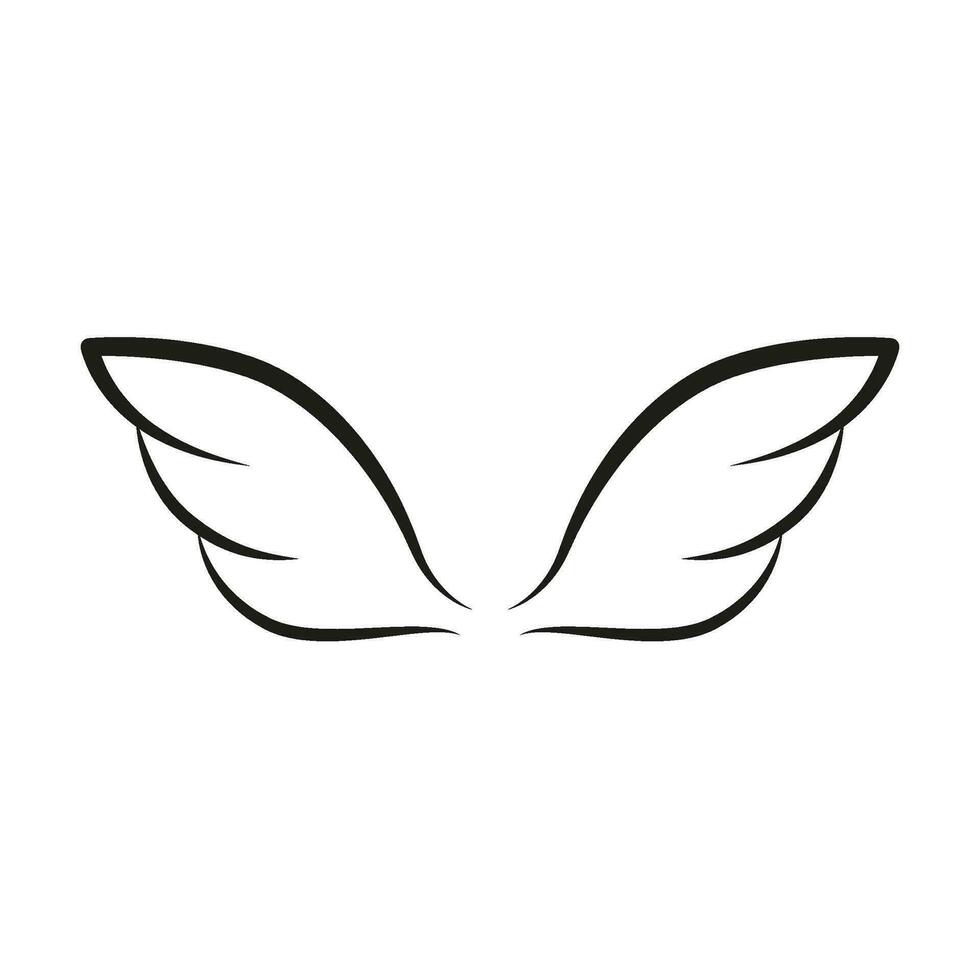 Wings line template icon. Wings for fly bird, angel and religious symbol. Wings badges decorative shapes. Vector outline illustration