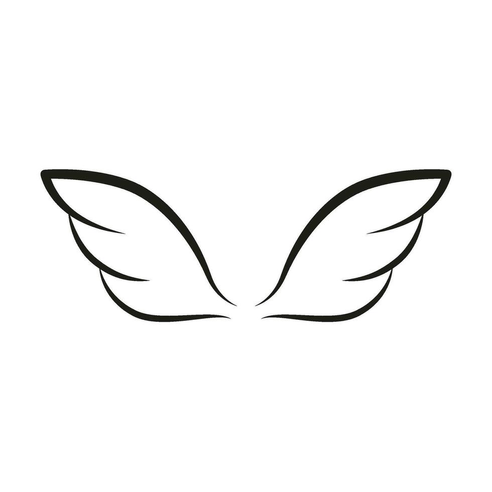 Wings line template icon. Wings for fly bird, angel and religious symbol. Wings badges decorative shapes. Vector outline illustration