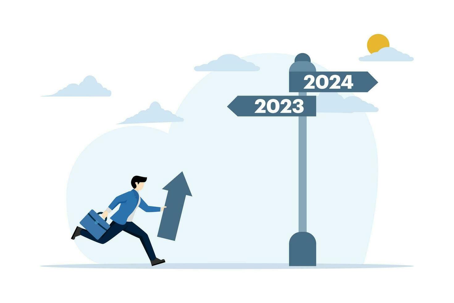 The concept of strategic planning to achieve success in the new year 2024, development directions and future prospects, business goals for the coming year, signs towards the new year 2024. vector