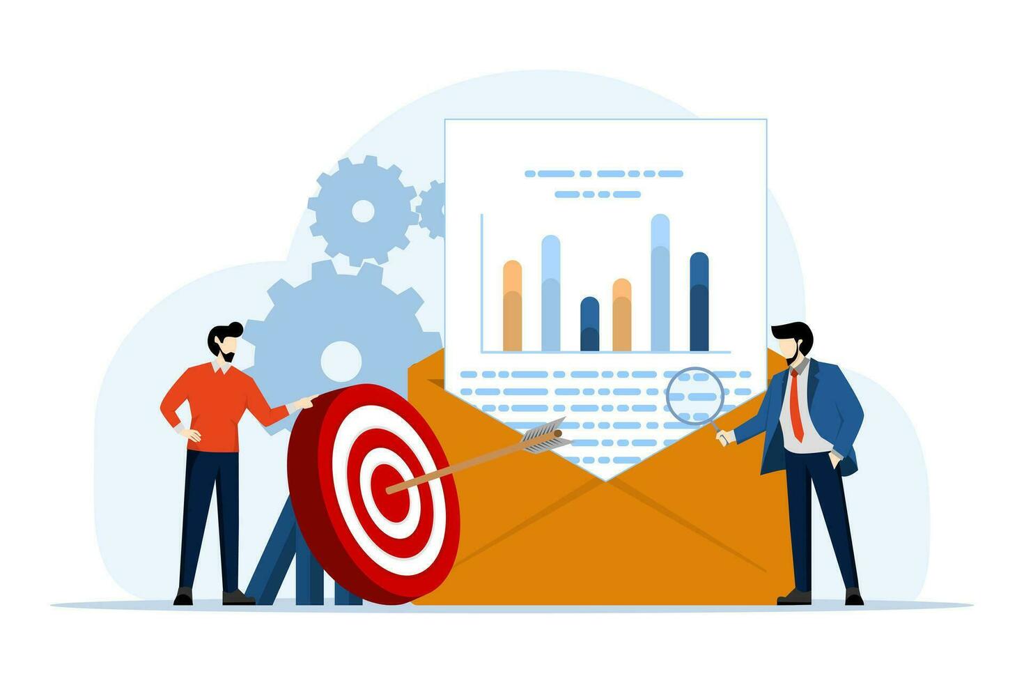 Flat illustration concept of business performance data analysis, search engine optimization, market research graph, Data Analysis, Financial report, Business strategy, Financial forecast vector