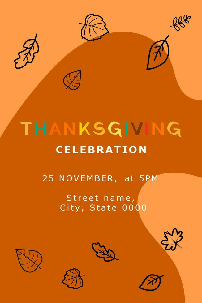 Happy thanksgiving invitation celebration template. Simple Autumn background. Greeting card free form design element vector