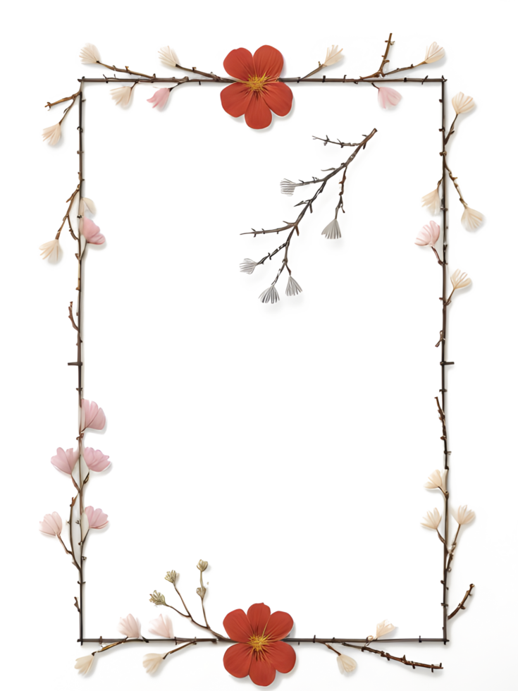 Sakura Border Frame PNG Transparent Background Ai Generative
