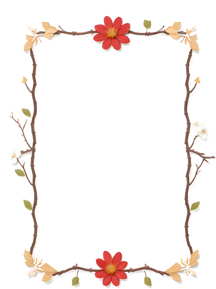 Sakura Border Frame PNG Transparent Background Ai Generative