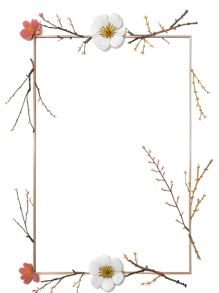 Sakura Border Frame PNG Transparent Background Ai Generative
