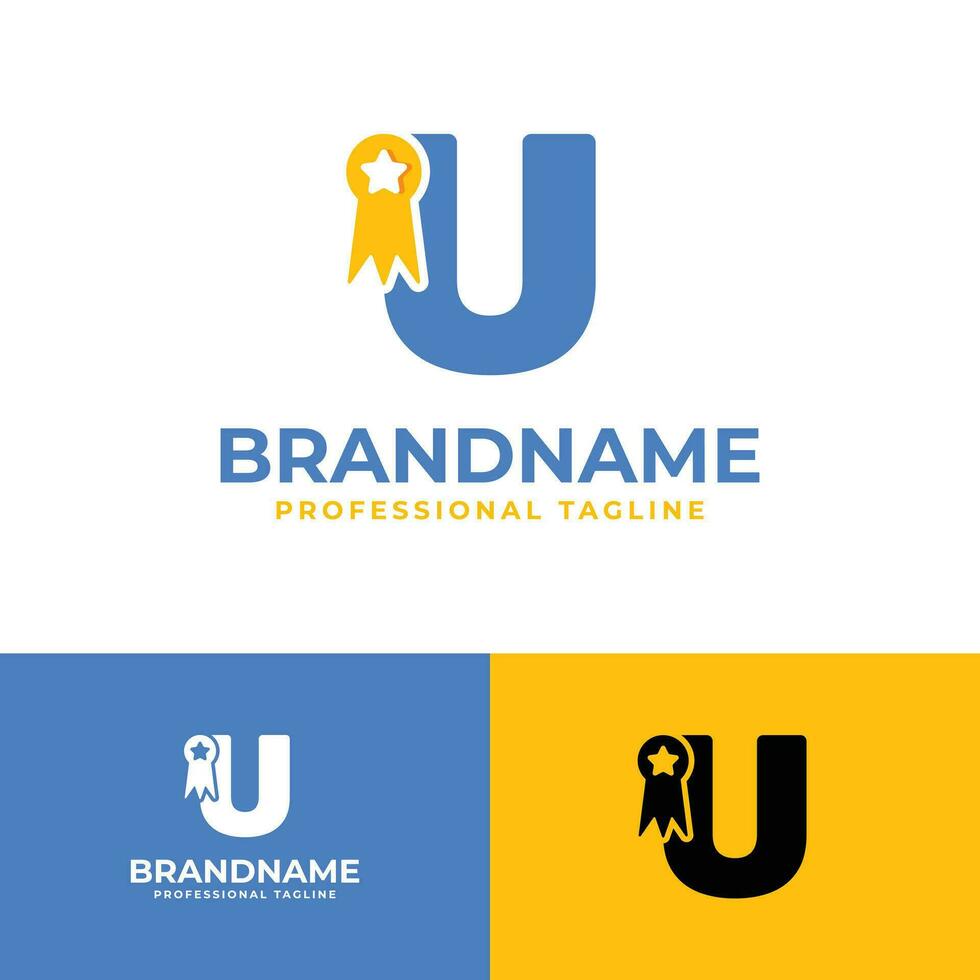 Letter U Medallion Logo, suitable for business related to medal, victory, champ with U initial. vector