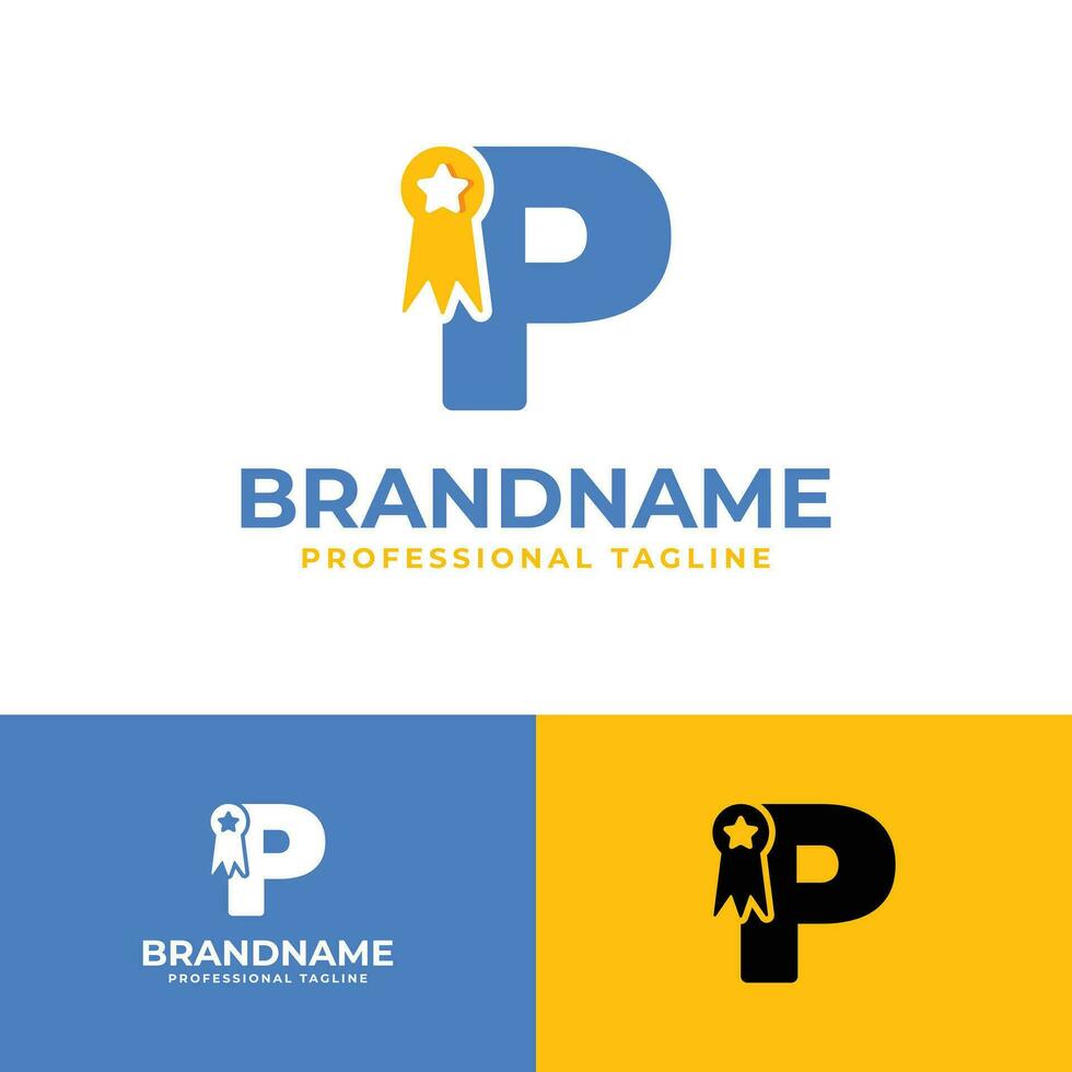 Letter P Medallion Logo, suitable for business related to medal, victory, champ with P initial. vector