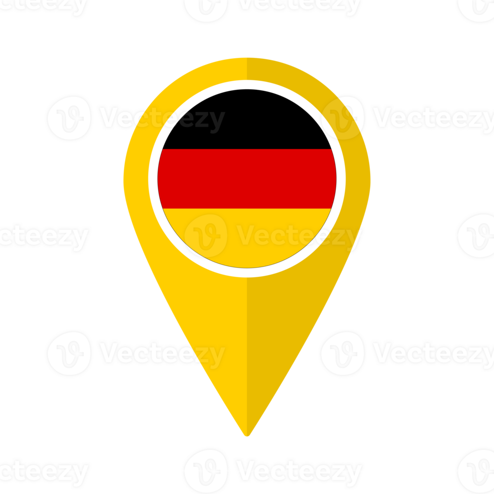 Flag of Germany flag on map pinpoint icon isolated yellow color png