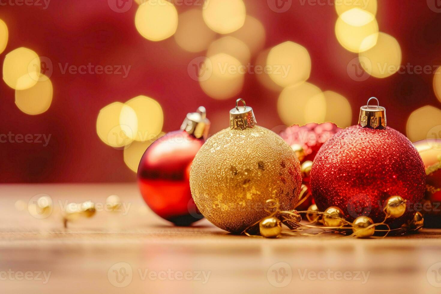 red and gold Christmas ball like a Christmas background with copy space photo