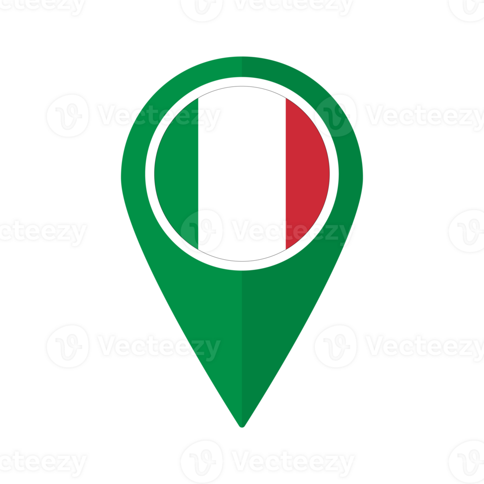 bandera de Italia bandera en mapa determinar con precisión icono aislado verde color png