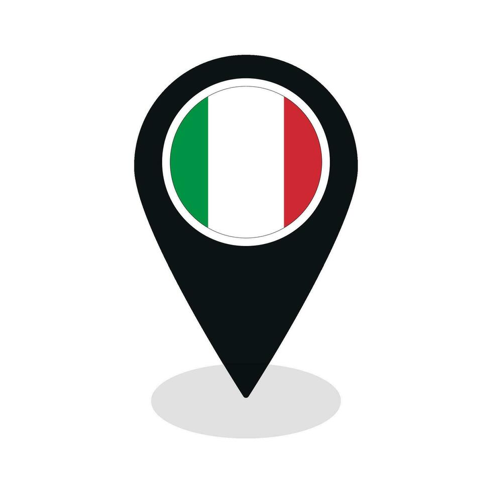 Flag of Italy flag on map pinpoint icon isolated black color vector