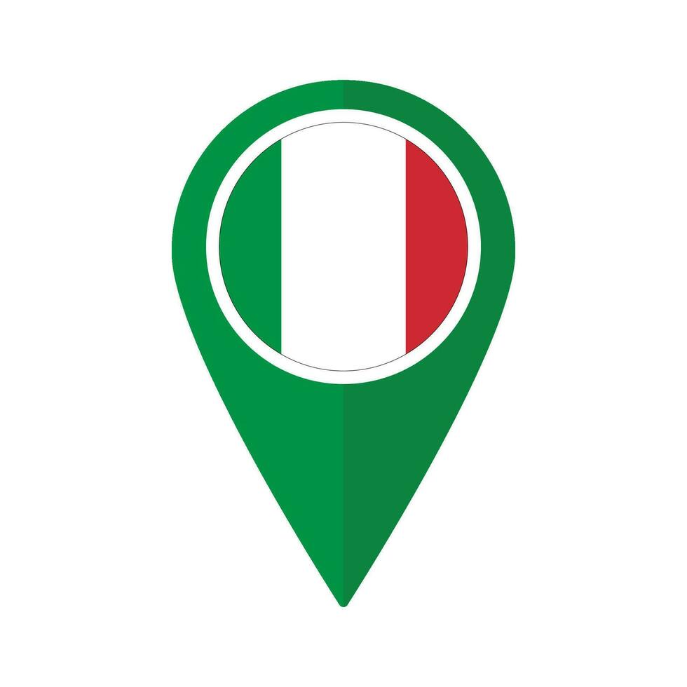 Flag of Italy flag on map pinpoint icon isolated green color vector