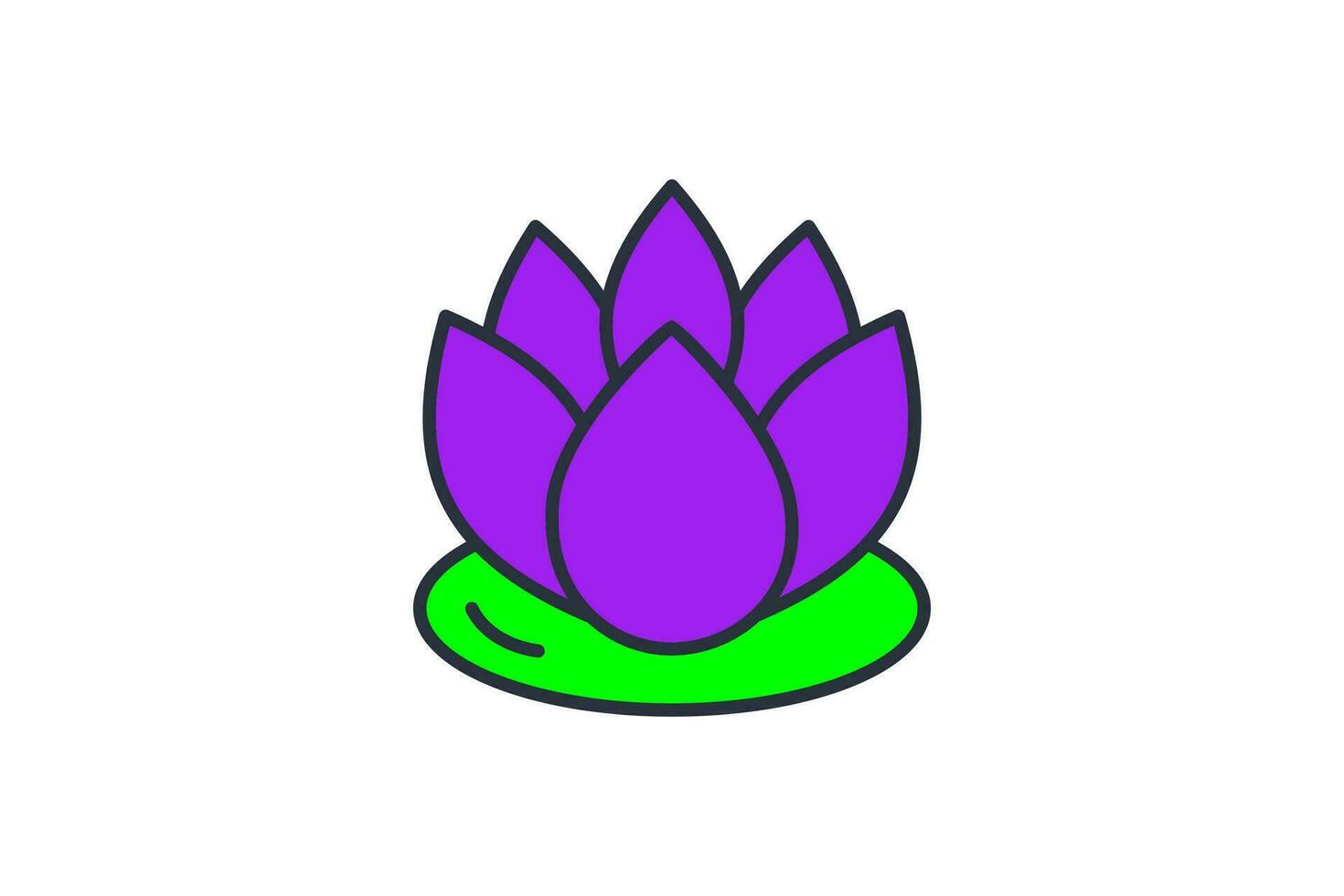 lotus flower icon. icon related to meditation, purity, enlightenment, and the unfolding of spiritual potential. flat line icon style. simple vector design editable