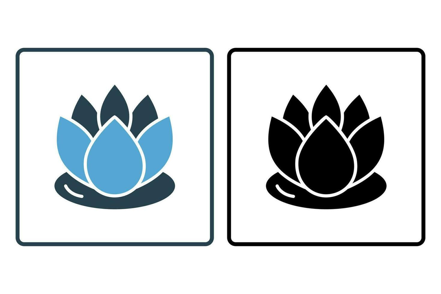 lotus flower icon. icon related to meditation, purity, enlightenment, and the unfolding of spiritual potential. solid icon style. simple vector design editable