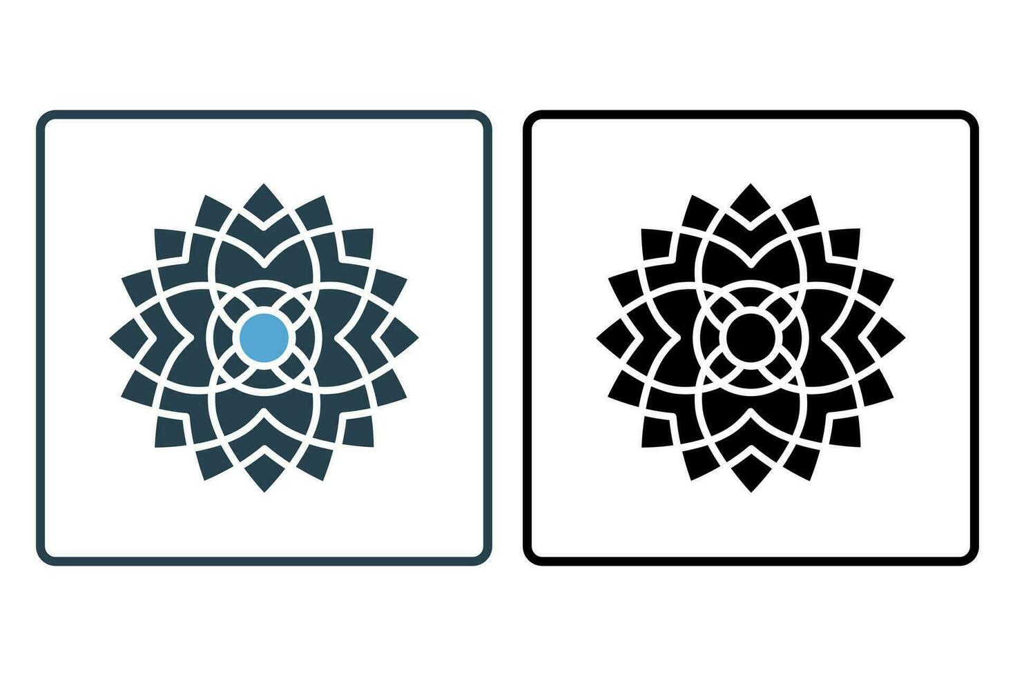 mandala icon illustration. icon related to meditation and spiritual growth. solid icon style. simple vector design editable