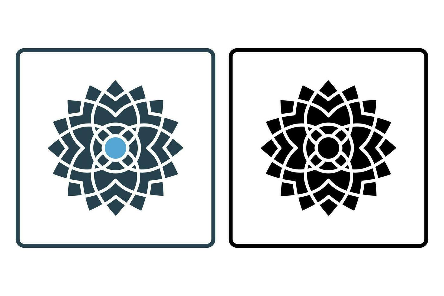 mandala icon illustration. icon related to meditation and spiritual growth. solid icon style. simple vector design editable