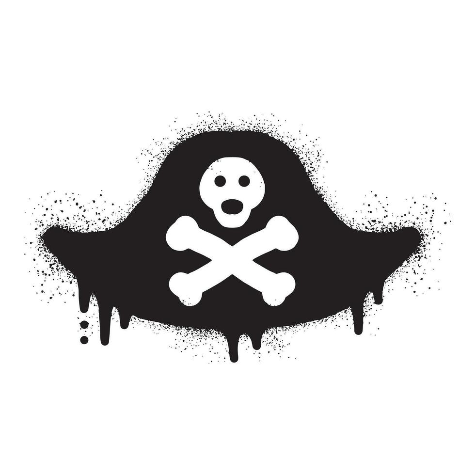 Pirate hat graffiti with black spray paint vector