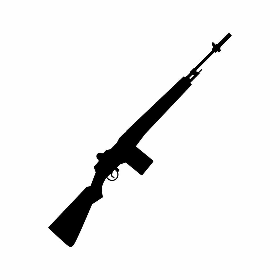 Assault rifle silhouette vector. Rifle gun silhouette can be used as icon, symbol or sign. Rifle icon vector for design of weapon, military, army or war