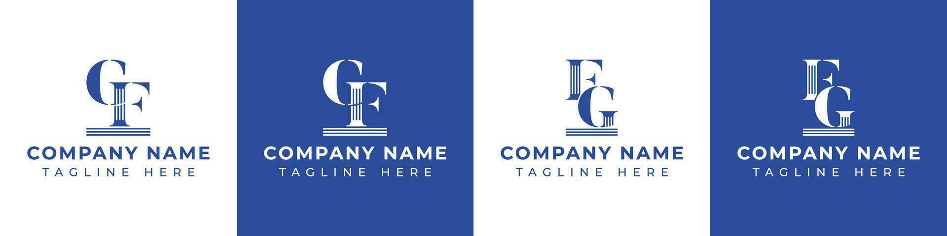 Letter FG and GF Pillar logo, suitable for business with GF or FG related to Pillar. vector