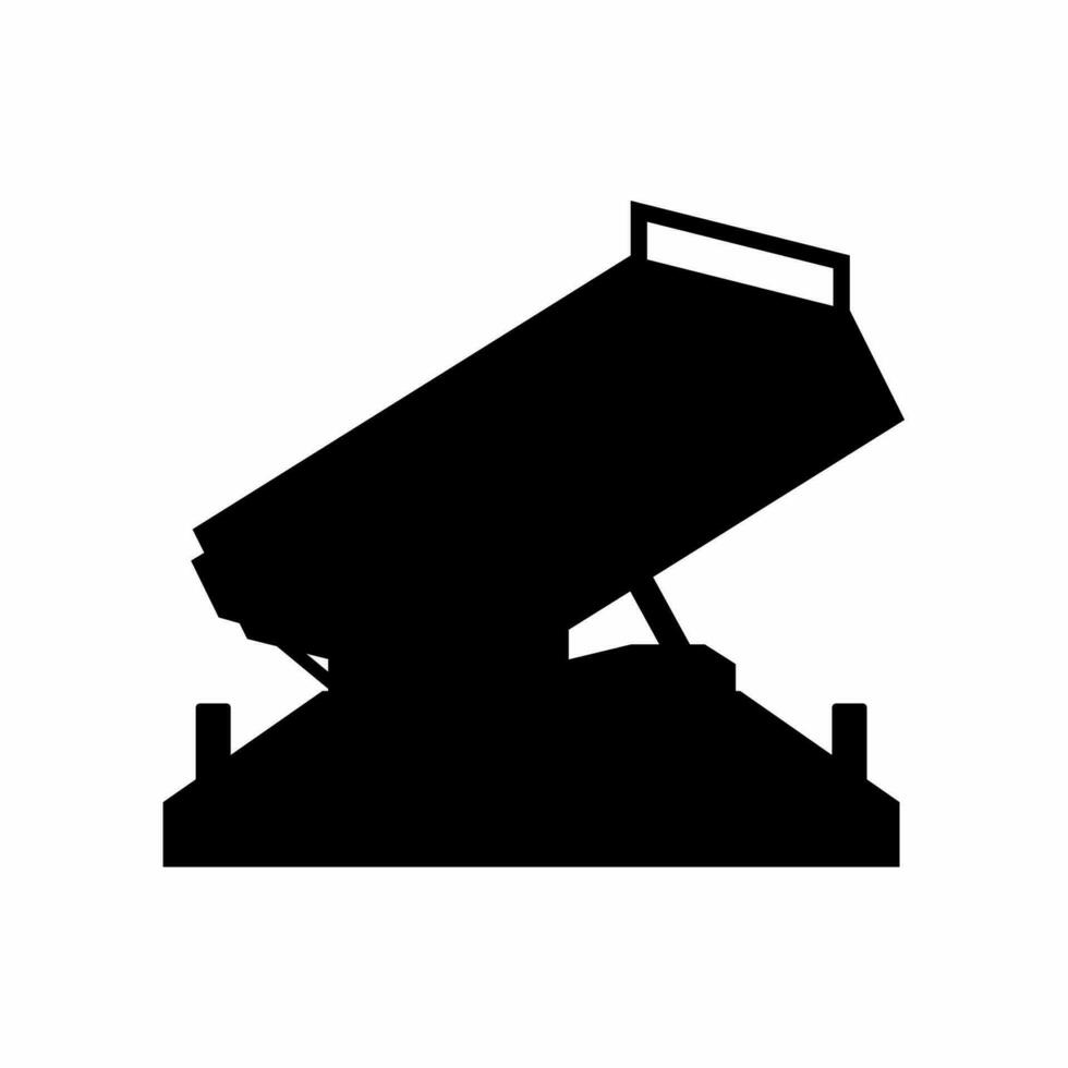 Multiple rocket launcher silhouette vector. Missile launcher turret silhouette can be used as icon, symbol or sign. Missile turret icon vector for design of weapon, military, army or war