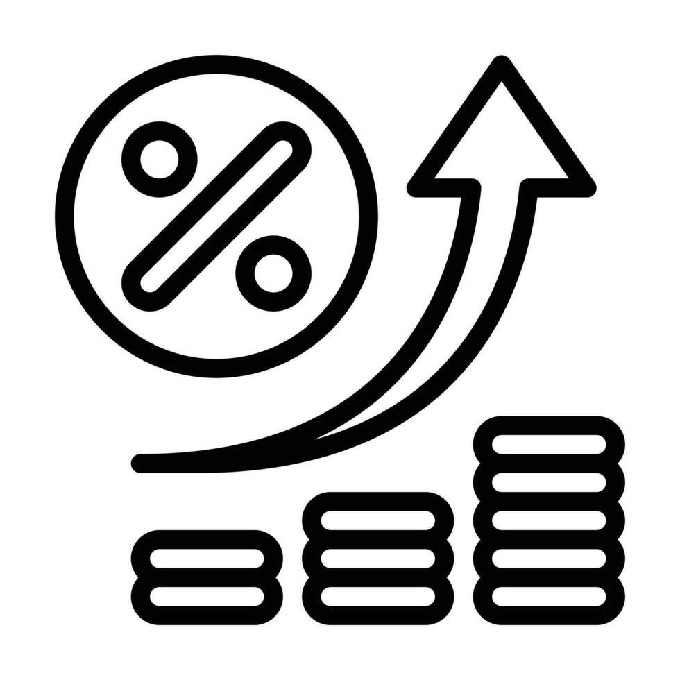 Interest rate line icon vector