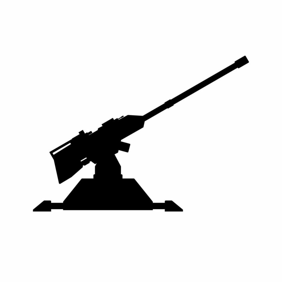 Artillery silhouette vector. Anti air turret silhouette can be used as icon, symbol or sign. Artillery icon vector for design of weapon, military, army or war