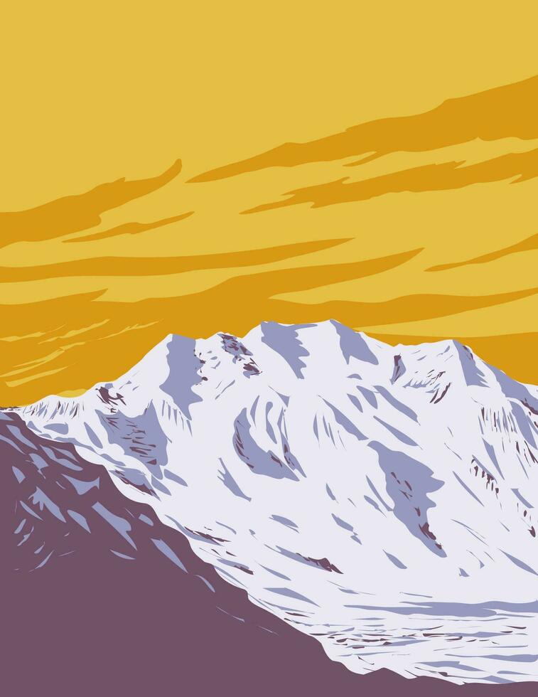 Wrangell St Elias National Park and Preserve in Alaska USA WPA Poster Art vector