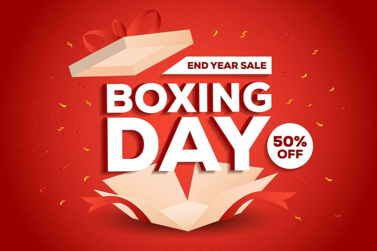 boxing day sale background illustration with opened gift box vector