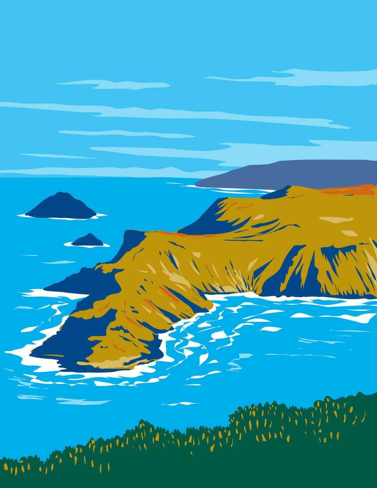 canal islas nacional parque apagado el Pacífico costa en California wpa póster Arte vector